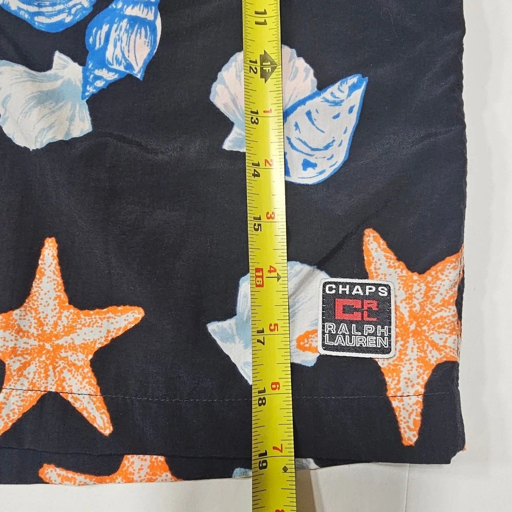 Chaps Ralph Lauren Men's Navy Blue‎ Seashell Starfish Swim Trunks Shorts Size L